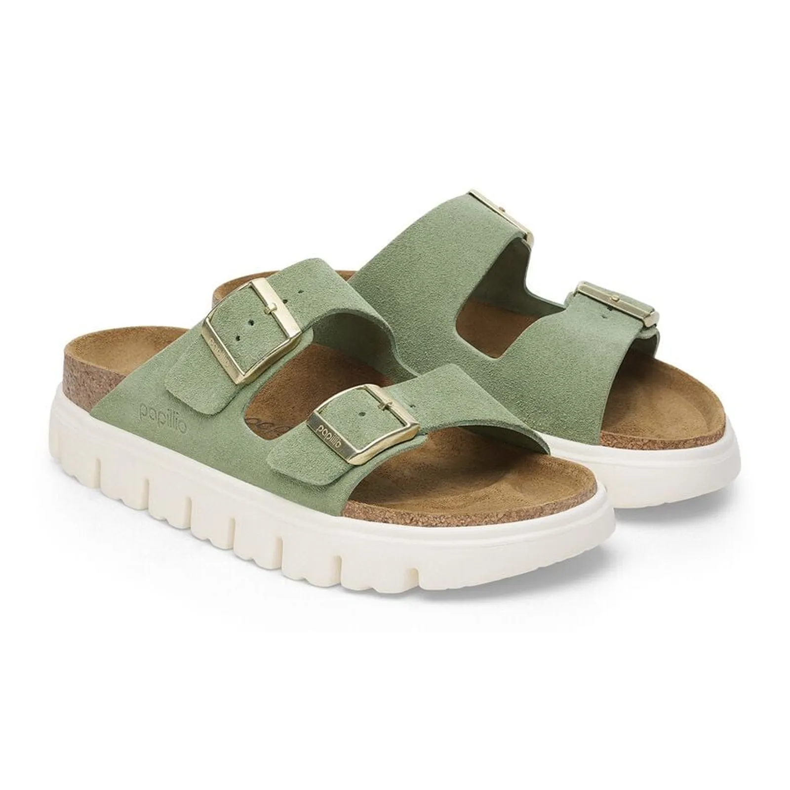 Birkenstock Arizona Chunky Slide Sandal (Women) - Green Tea Suede