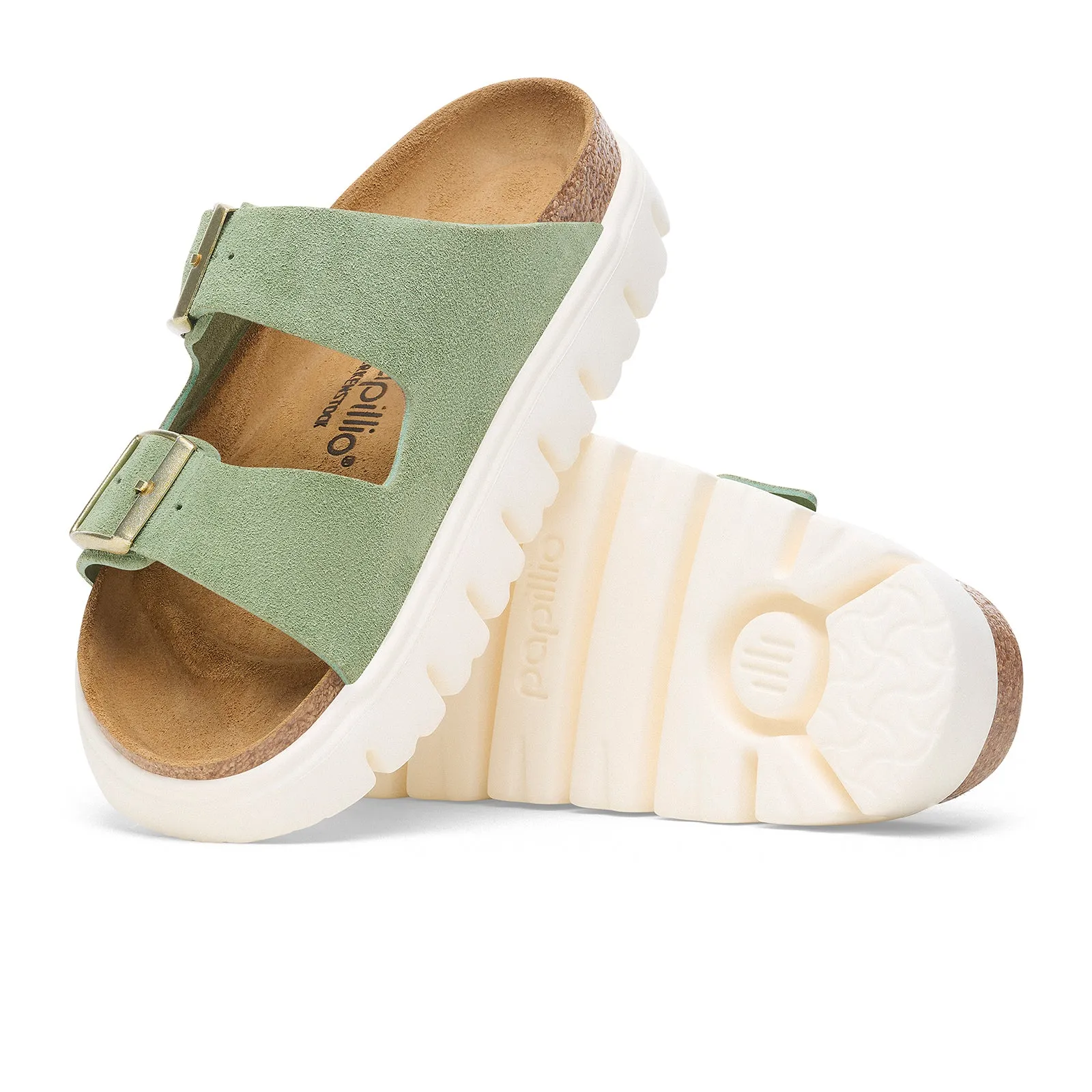 Birkenstock Arizona Chunky Slide Sandal (Women) - Green Tea Suede