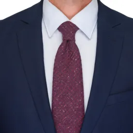 Burgundy Houndstooth Cotton Silk Wool Tie