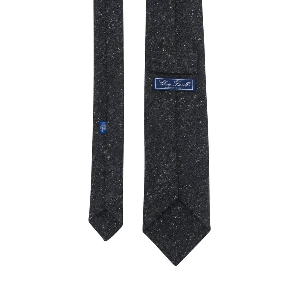 Charcoal Grey Donegal Cotton Silk Wool Tie