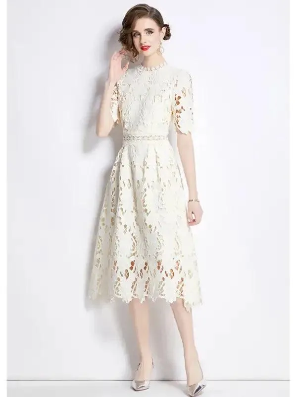 Chic Hollow Lace A-line Dress