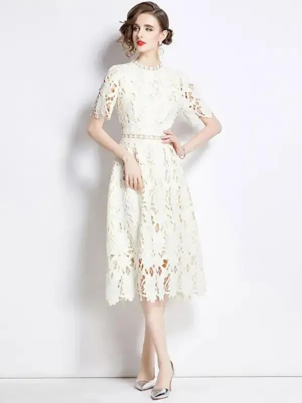 Chic Hollow Lace A-line Dress