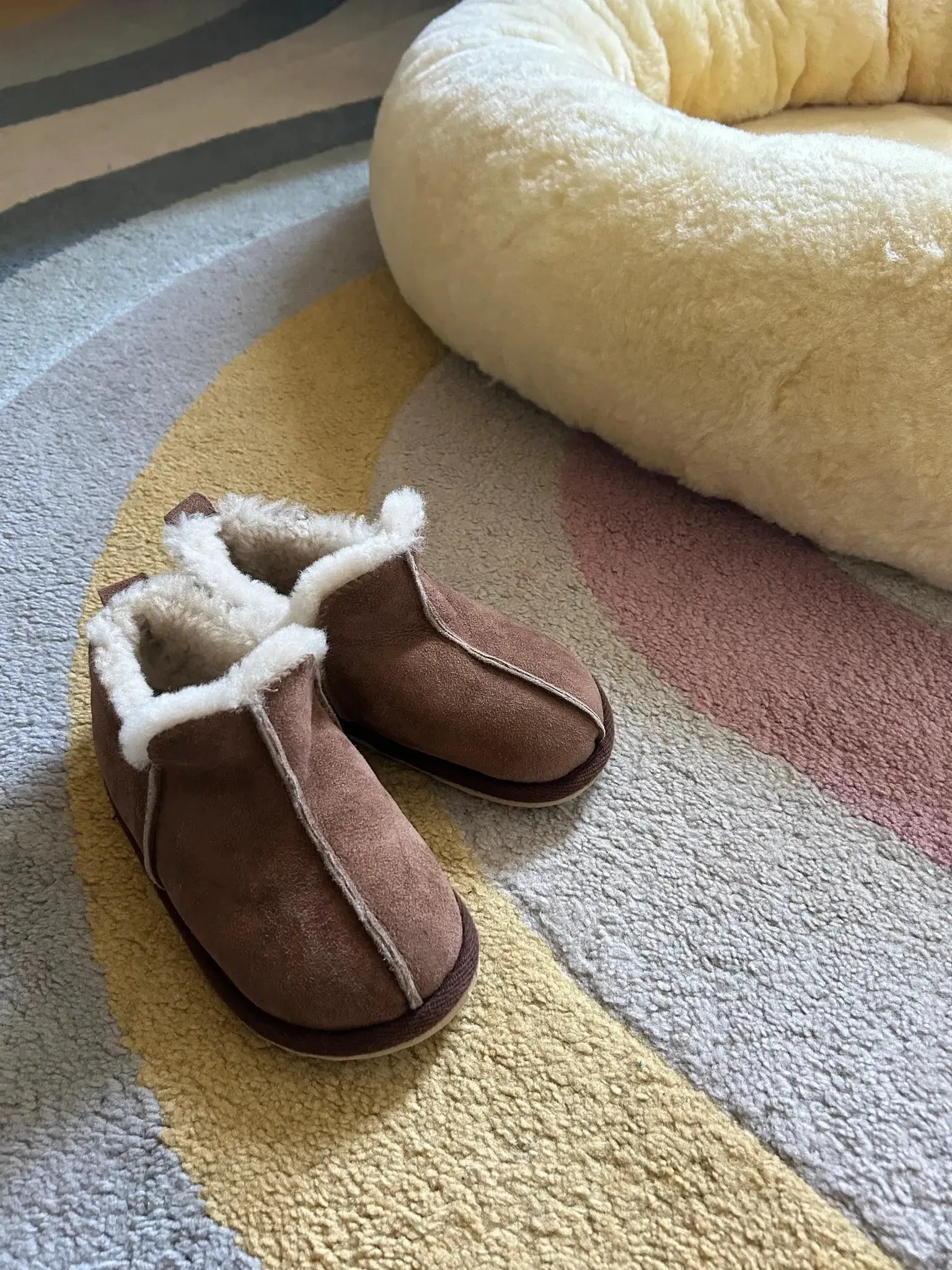 Children's Sheepskin UGG Slippers in brown color