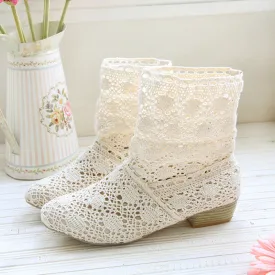 crochet summer boots bootie in 2017 with the new shoes, lace openwork crochet boots, Plus size , hollow fashion women boots