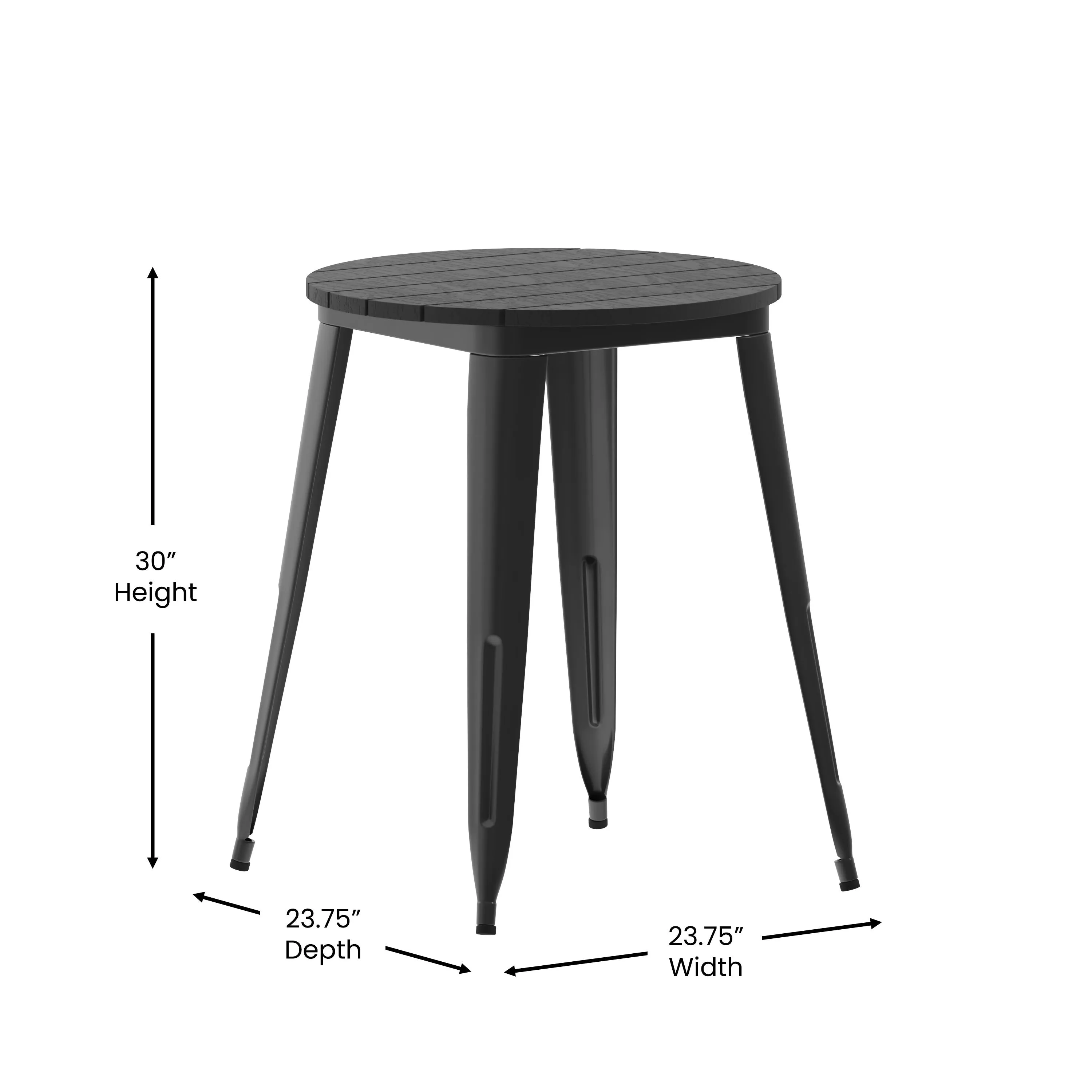 Declan Commercial Grade Indoor/Outdoor Dining Table, 23.75" Round All Weather Poly Resin Top with Steel Base