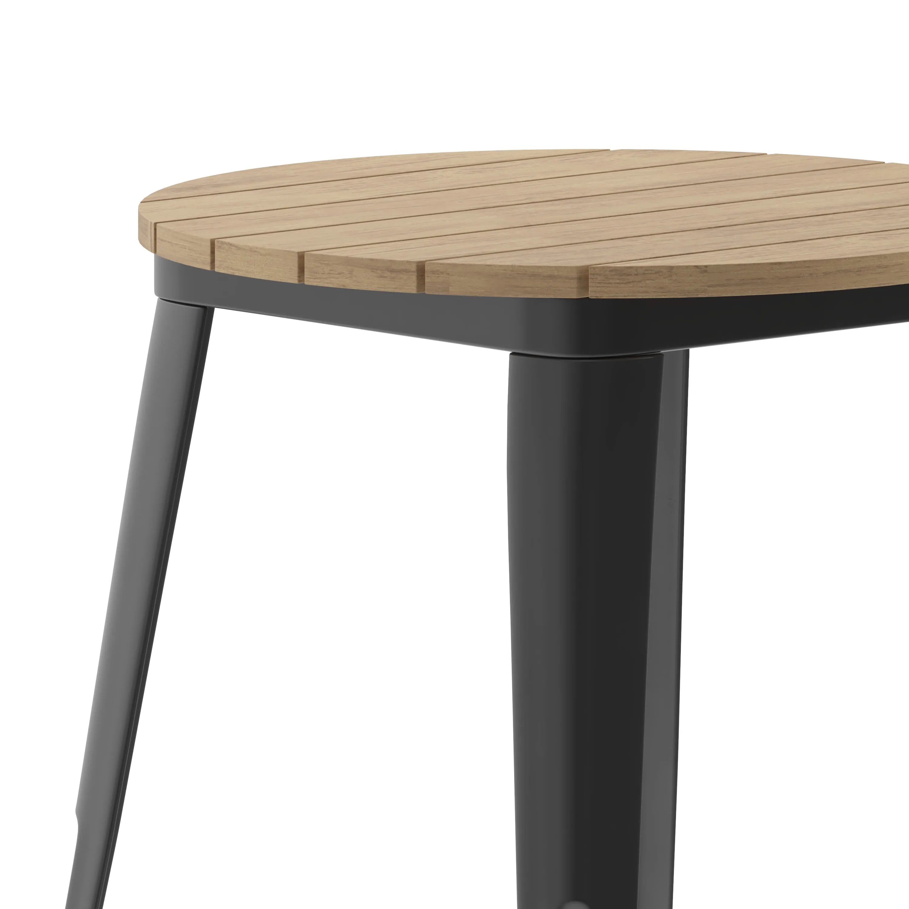 Declan Commercial Grade Indoor/Outdoor Dining Table, 23.75" Round All Weather Poly Resin Top with Steel Base