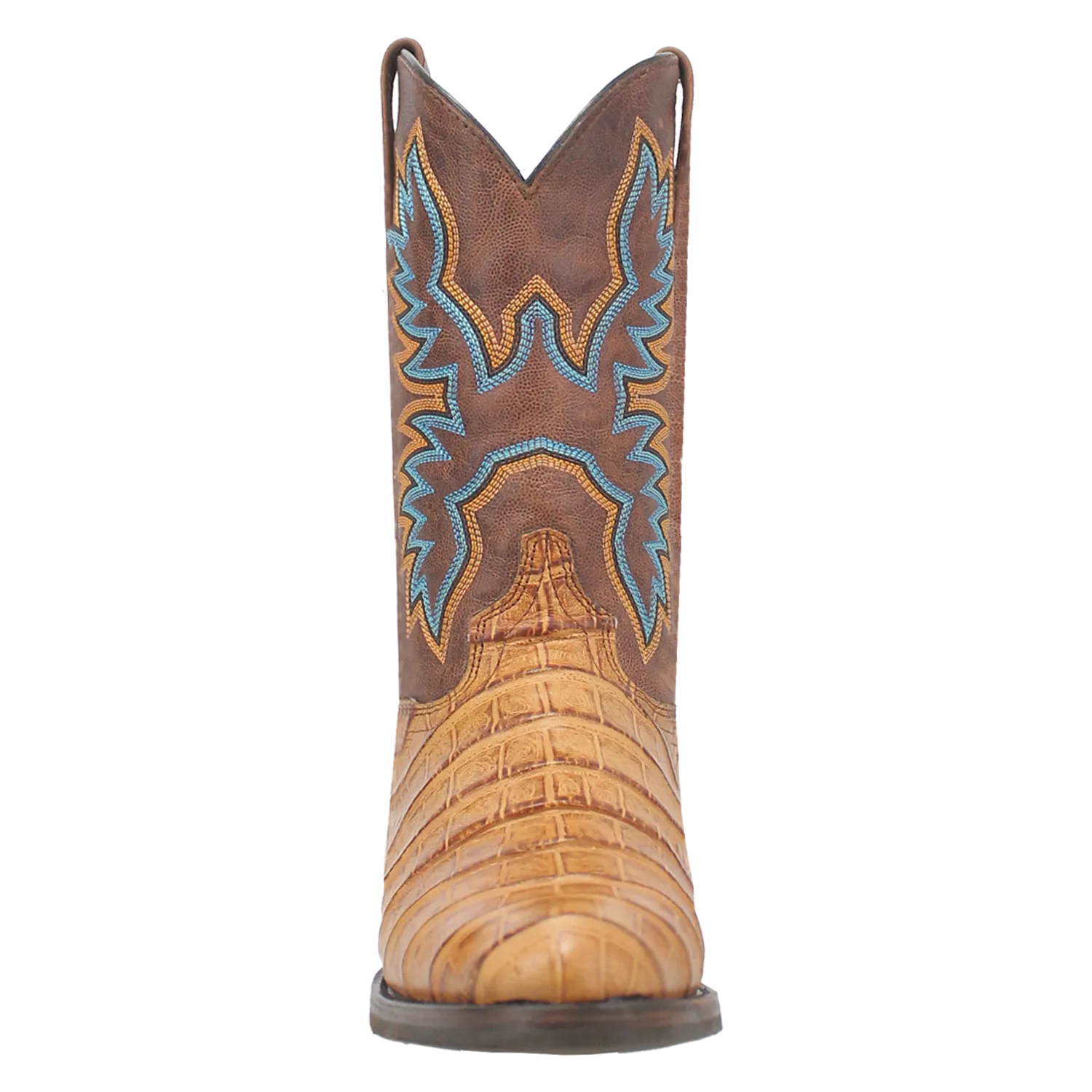 Dingo Tan Gator Print Trail Boss J-Toe Western Boots for Men