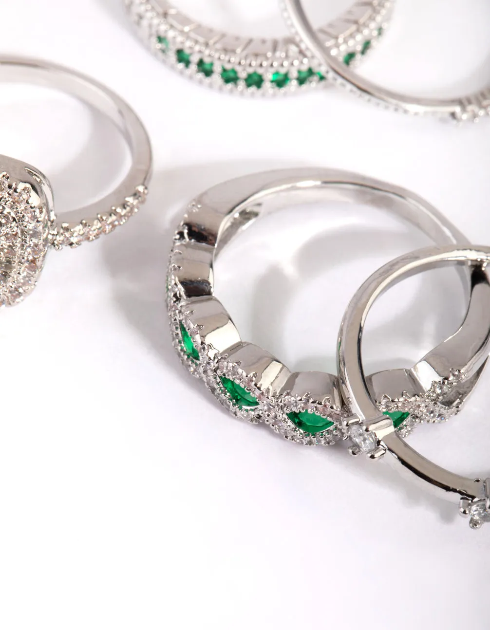 Emerald Cubic Zirconia Statement Ring 5-Pack