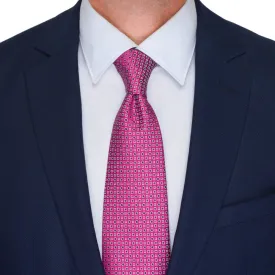 Fuchsia Sophisticated Motif Woven Silk Tie