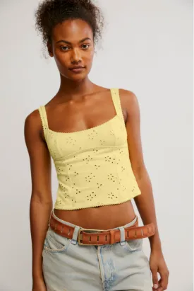 Full Bloom Eyelet Cami Banana