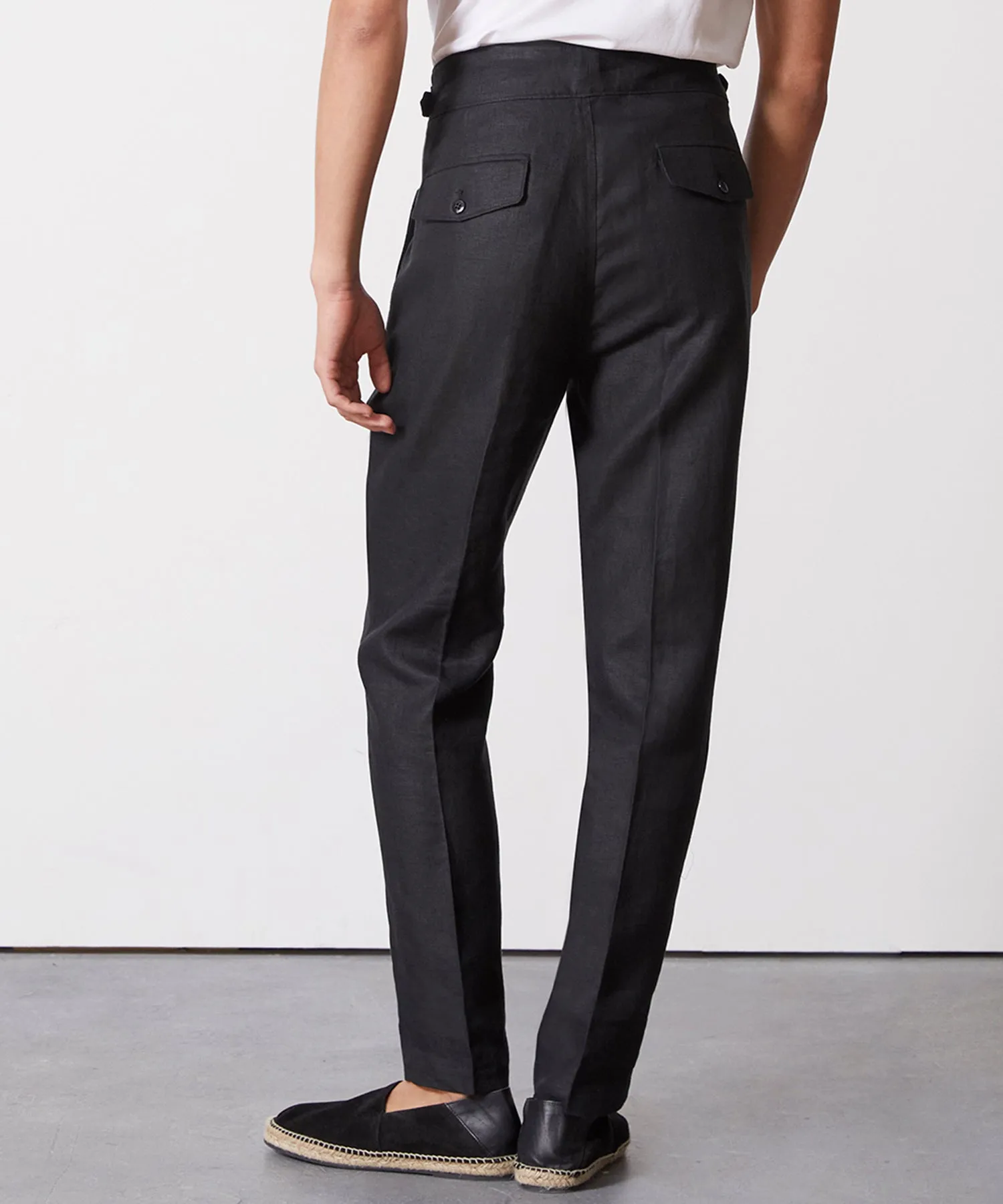 Irish Linen Gurkha Trouser in Black