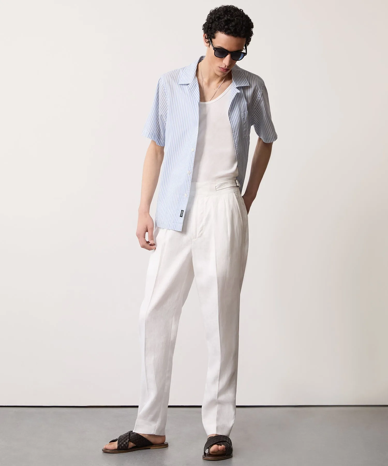 Irish Linen Gurkha Trouser in White