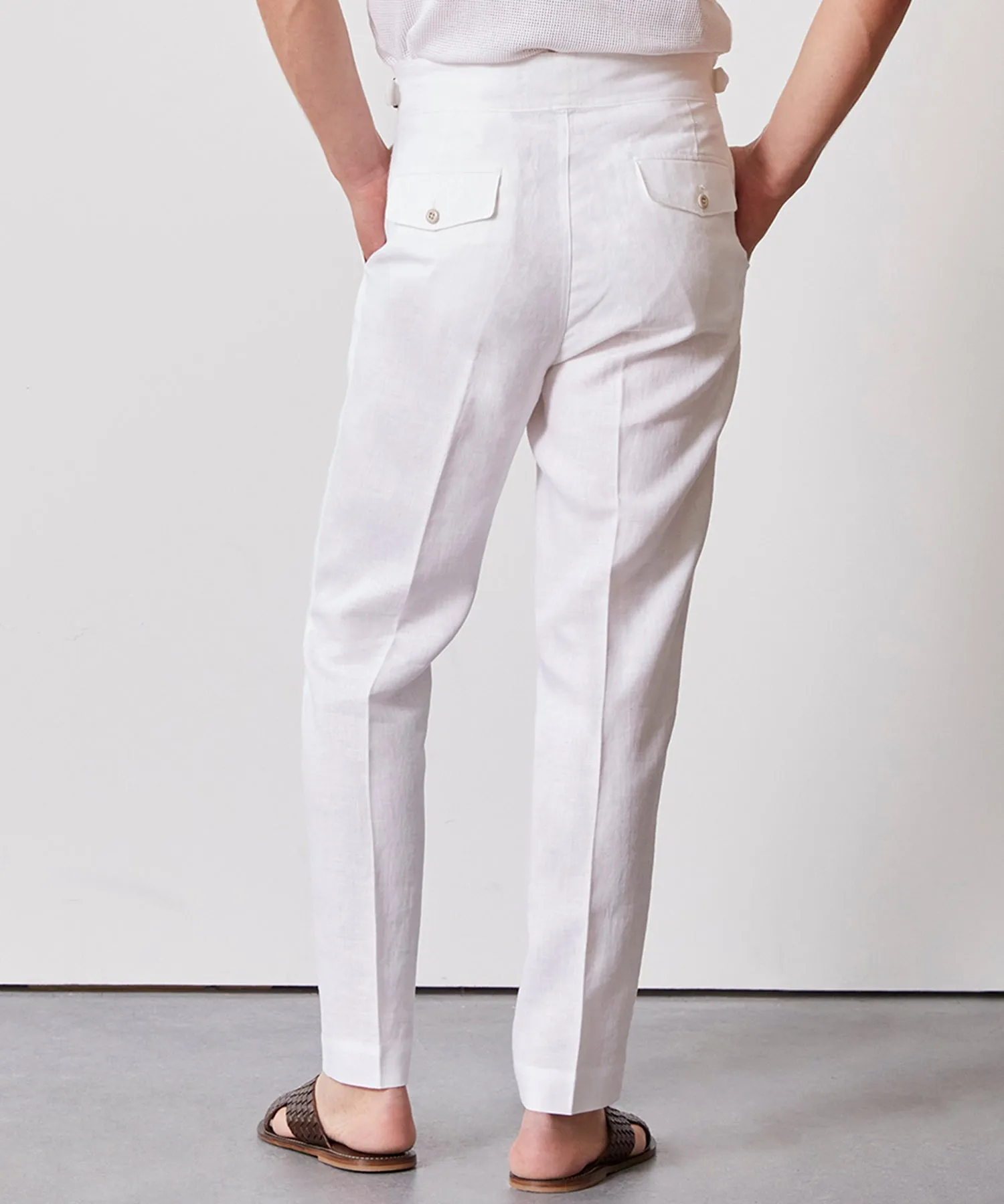 Irish Linen Gurkha Trouser in White