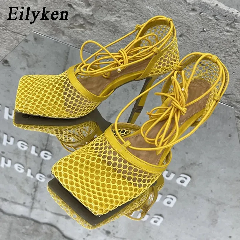 Ladies High Heel Lace Up Sandals