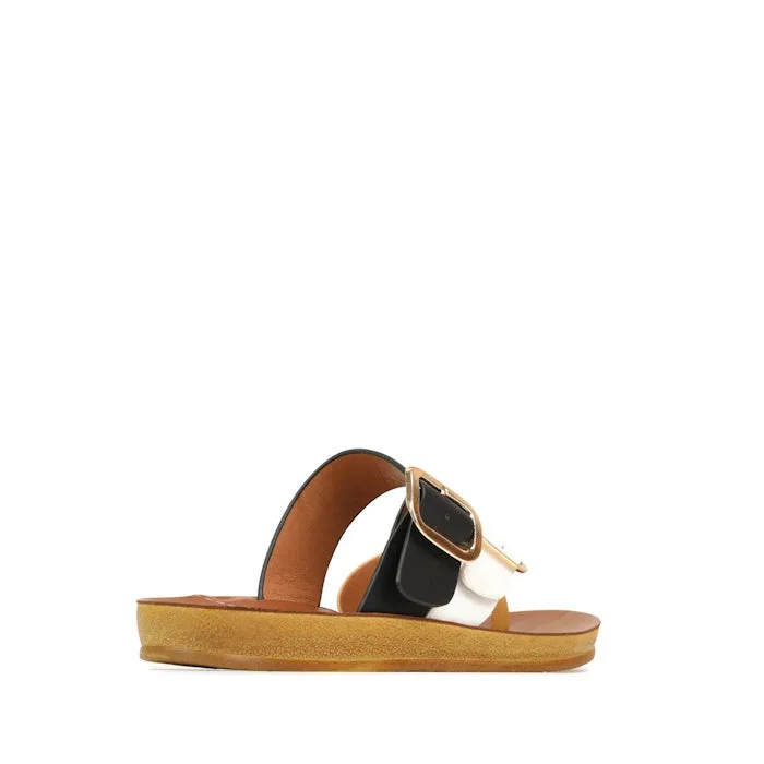 Los Cabos Dany Black White Tan Light Flexible Sandal Jandal