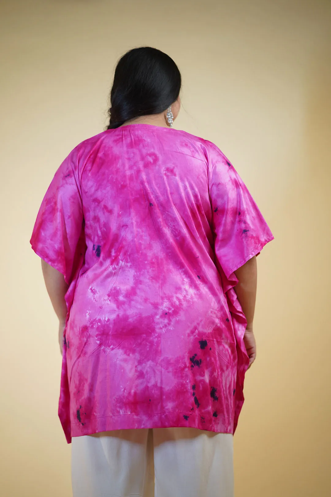 Magenta Rayon TieDyeKurta - Celeste