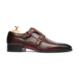 Nikoza - Men's Burnished Oxblood Calf Leather Single Monkstrap