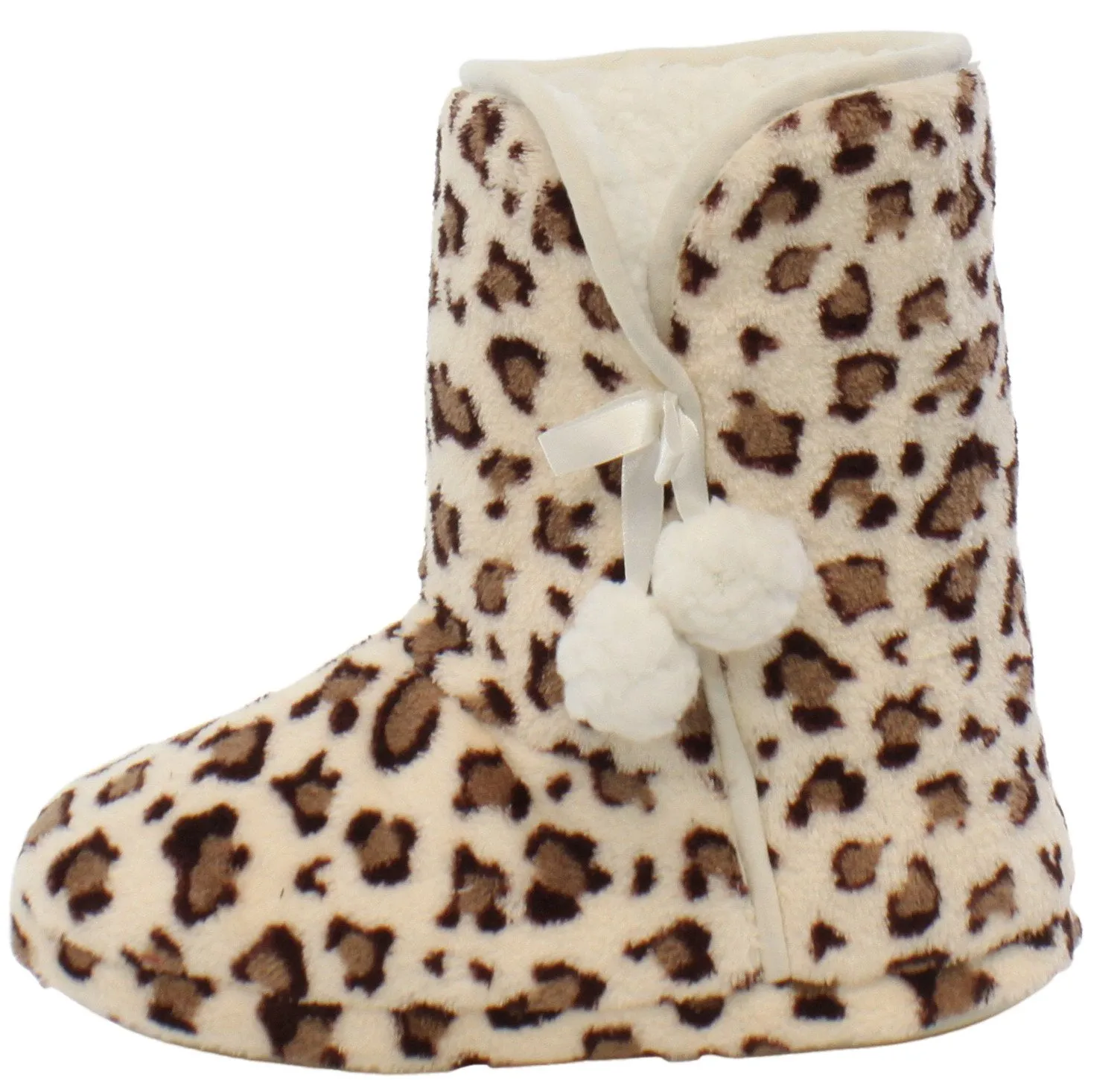 PajamaMania Women’s Fleece Slipper Boots with Rubber Soles