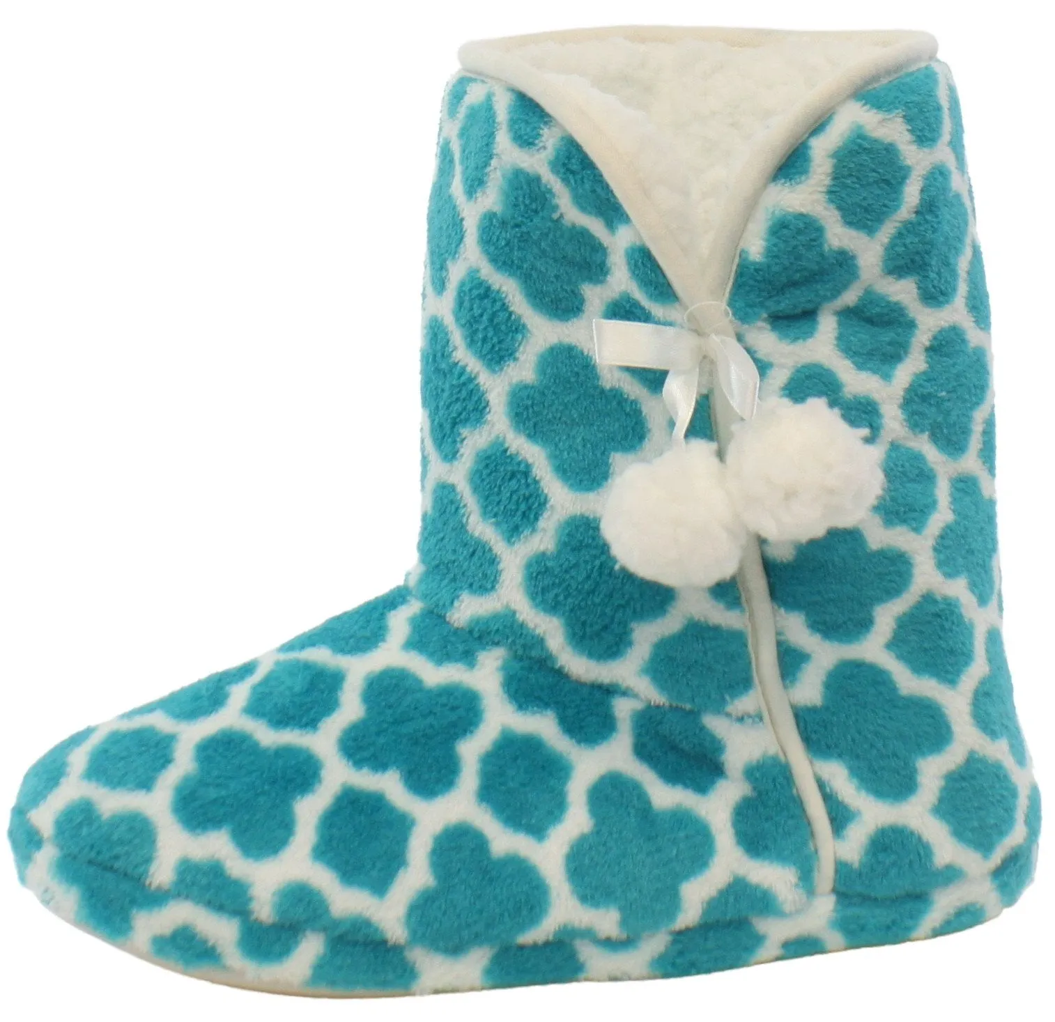 PajamaMania Women’s Fleece Slipper Boots with Rubber Soles