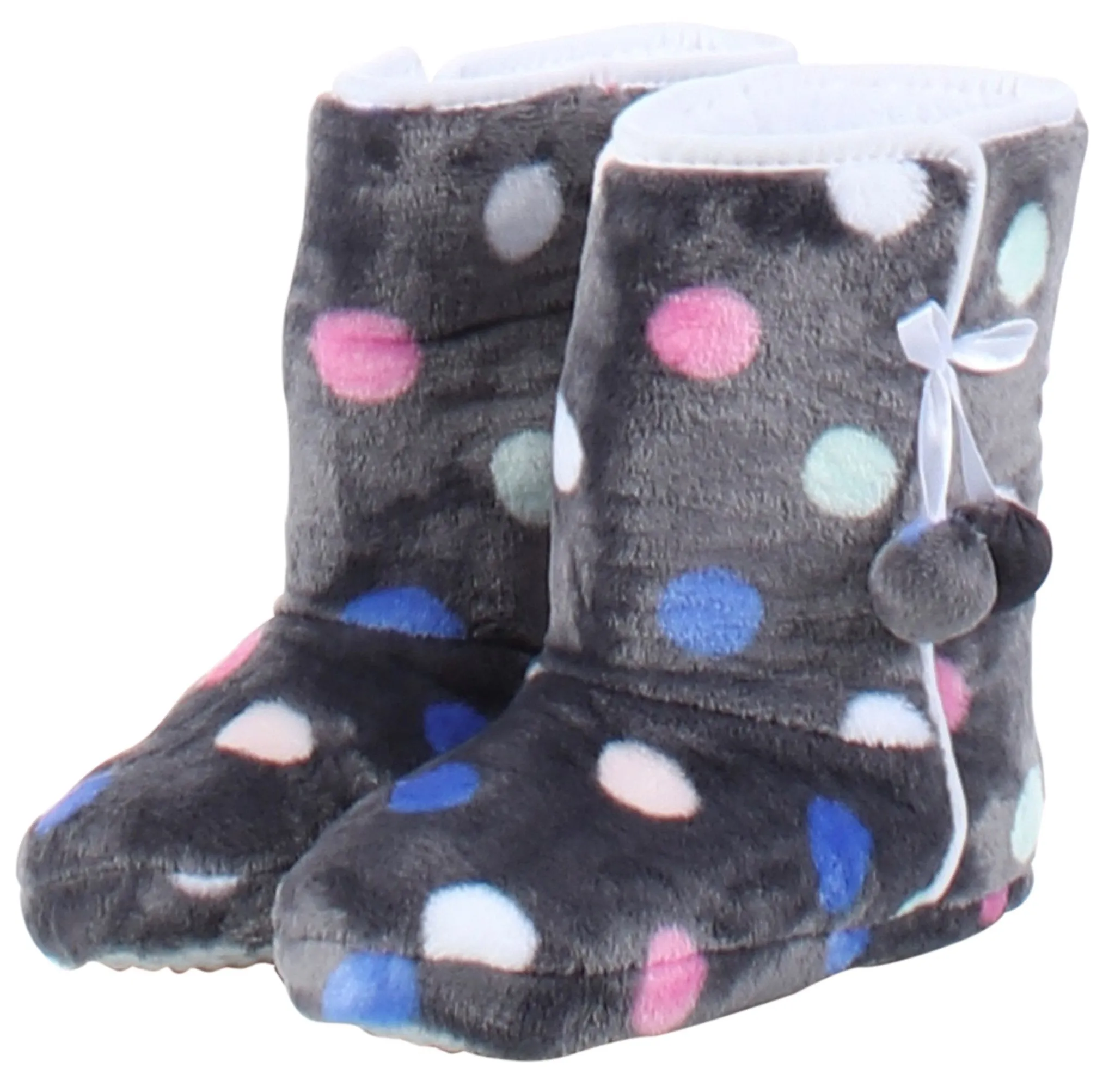 PajamaMania Women’s Fleece Slipper Boots with Rubber Soles