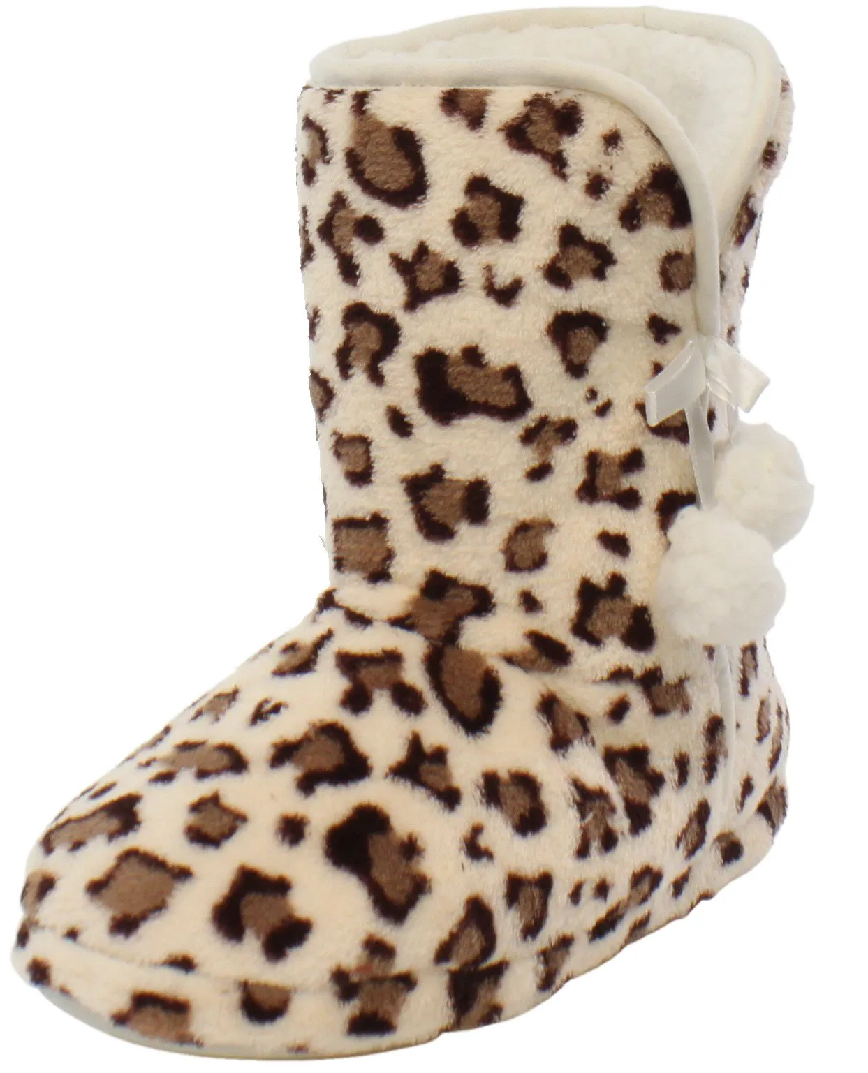 PajamaMania Women’s Fleece Slipper Boots with Rubber Soles