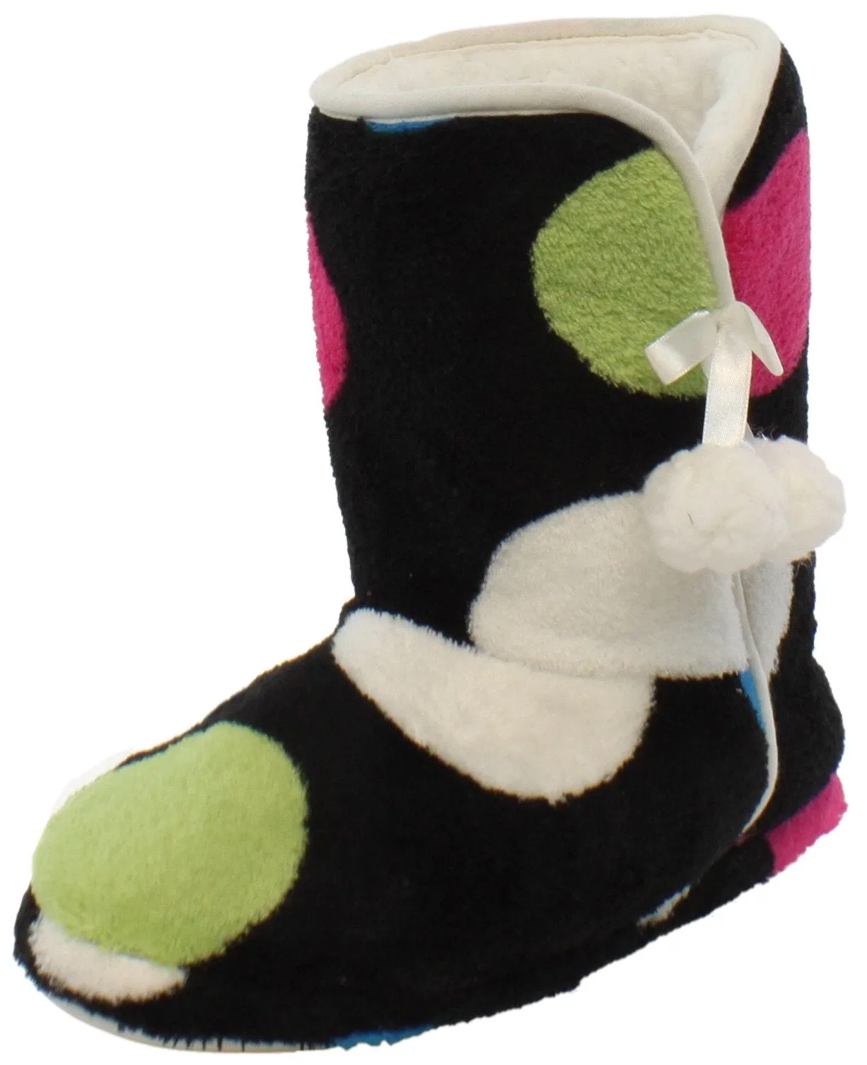 PajamaMania Women’s Fleece Slipper Boots with Rubber Soles