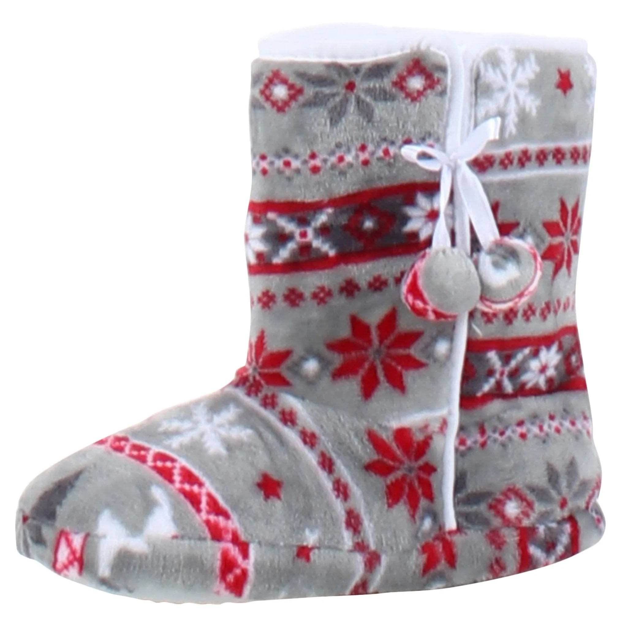 PajamaMania Women’s Fleece Slipper Boots with Rubber Soles