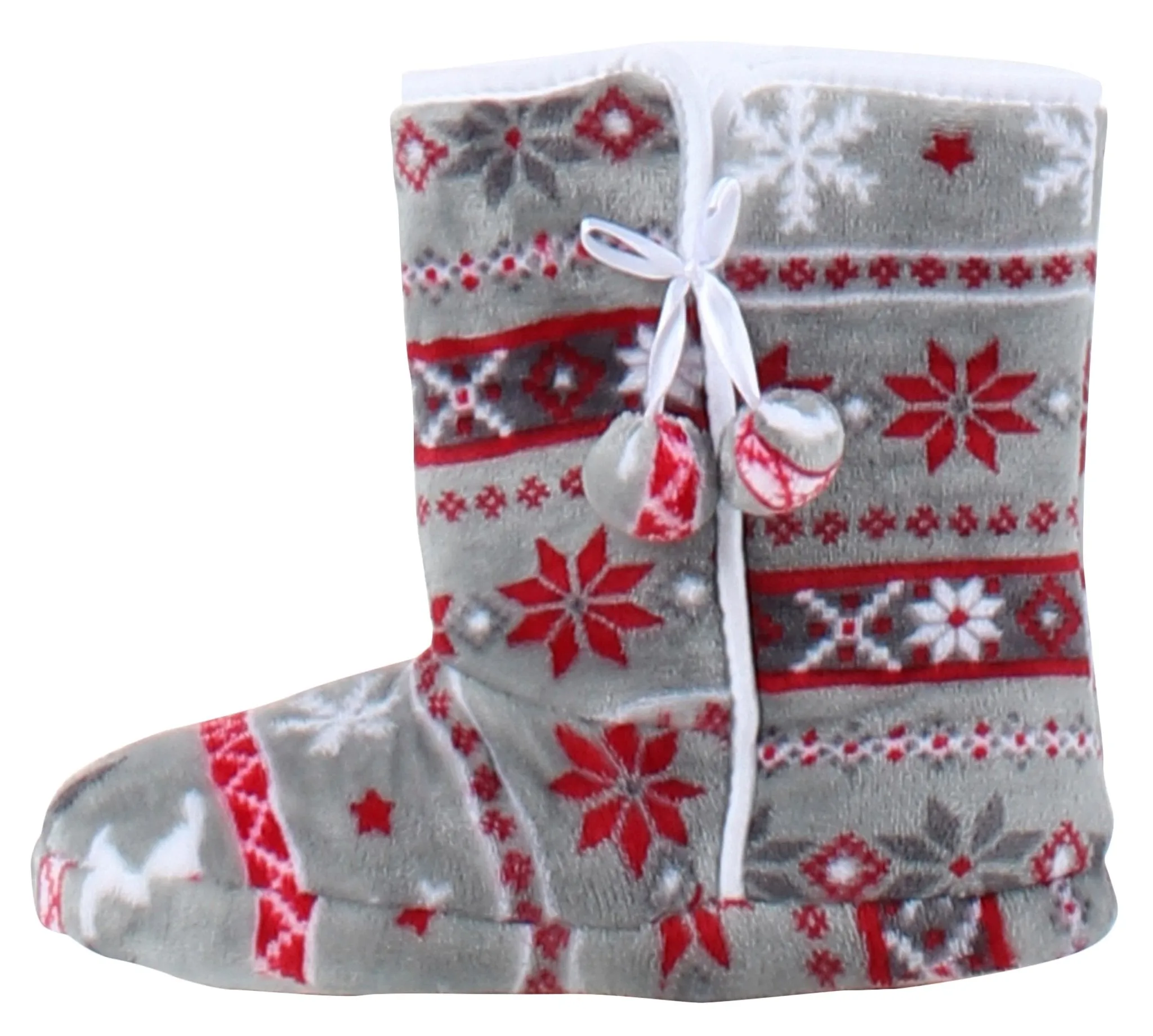 PajamaMania Women’s Fleece Slipper Boots with Rubber Soles