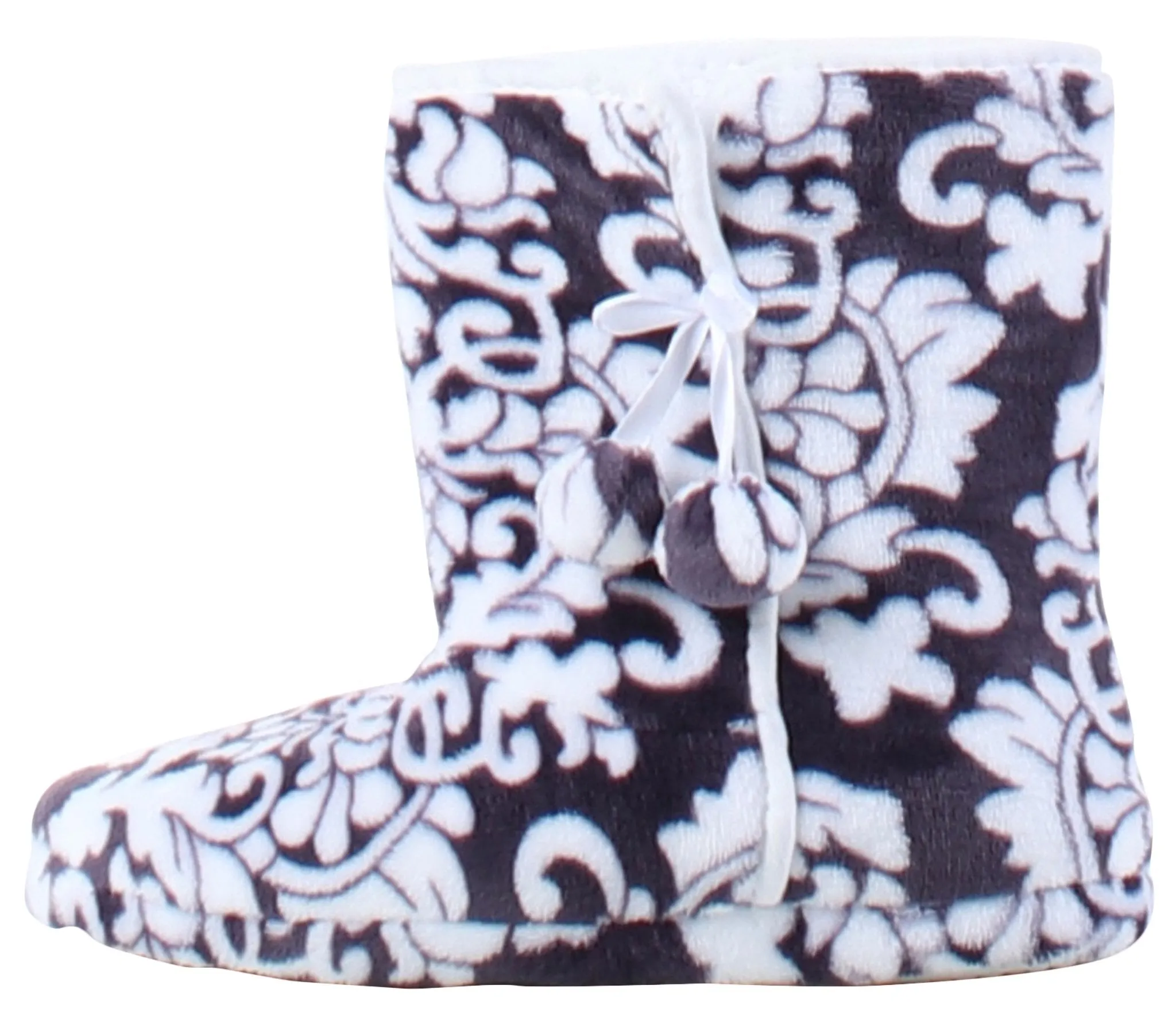 PajamaMania Women’s Fleece Slipper Boots with Rubber Soles