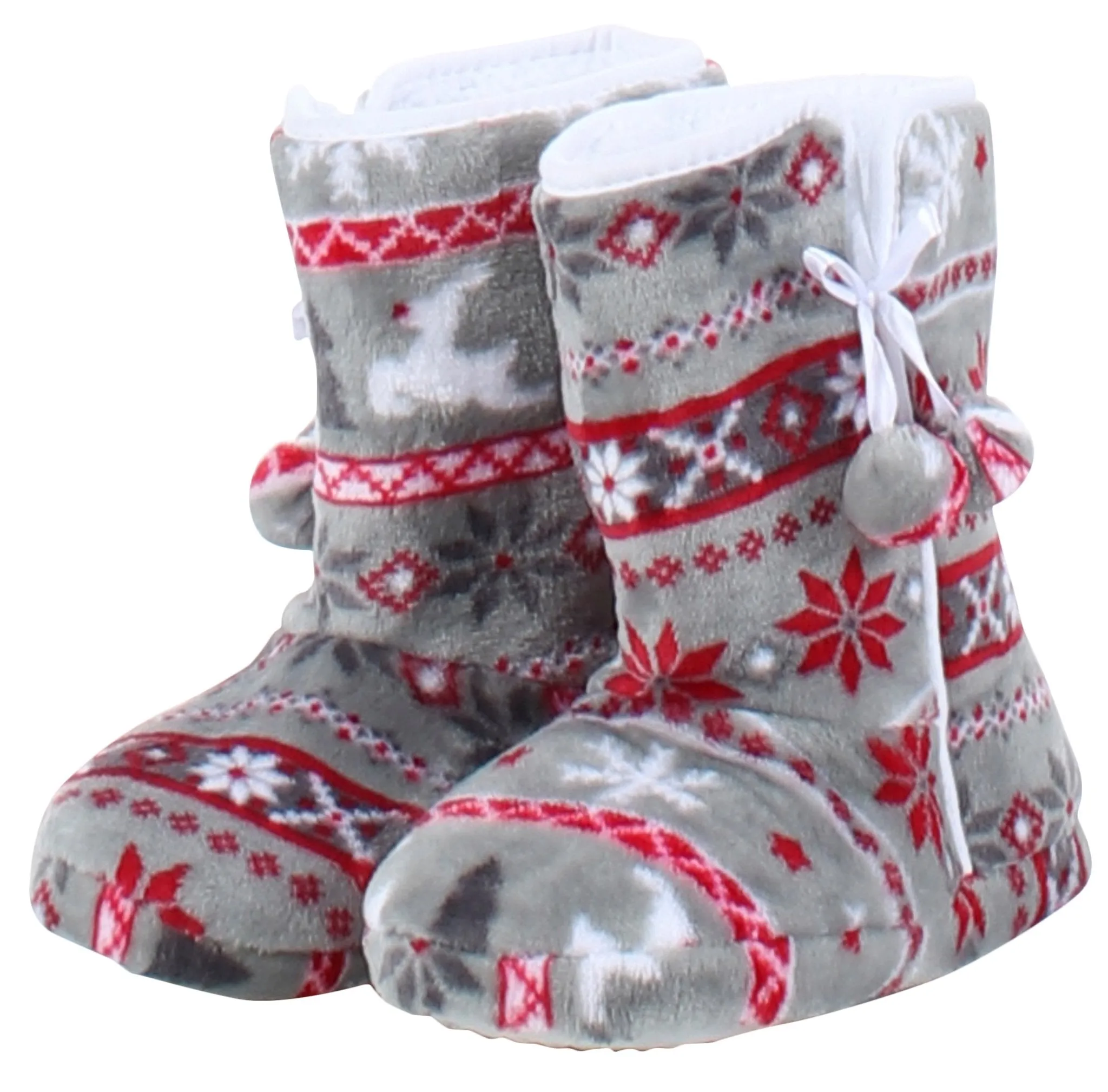 PajamaMania Women’s Fleece Slipper Boots with Rubber Soles