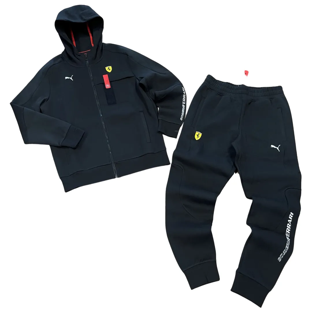 Puma FERRARI RACE HOODED SWT JKT  TRACKSUIT Men’s - BLACK