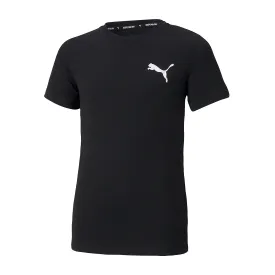 PUMA KIDS SMALL LOGO ACTIVE TEES ROUND NECK BLACK