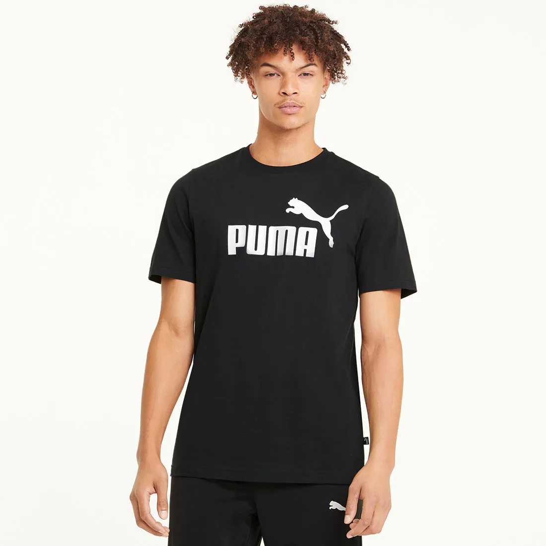 PUMA MEN ESSENTIALS LOGO TEE ROUND NECK BLACK