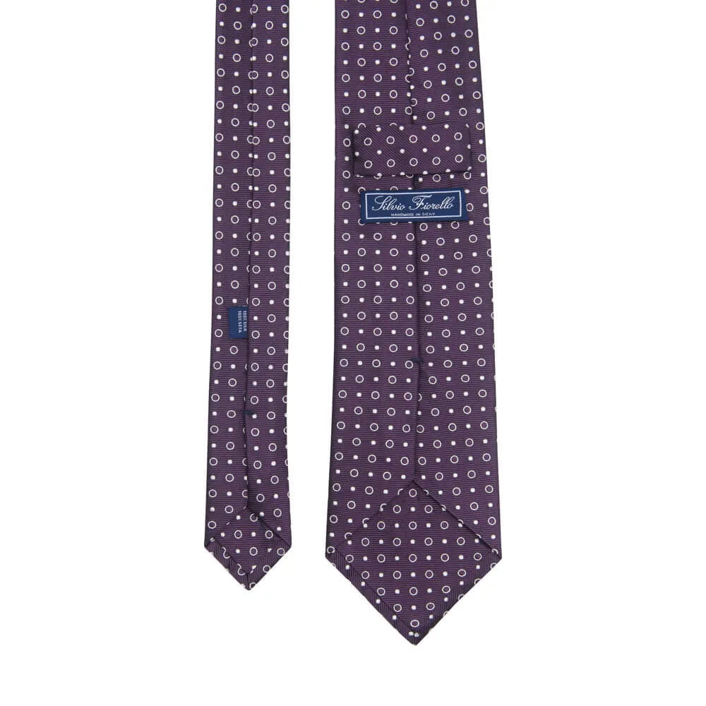 Purple Classic Circles Motif Woven Silk Tie