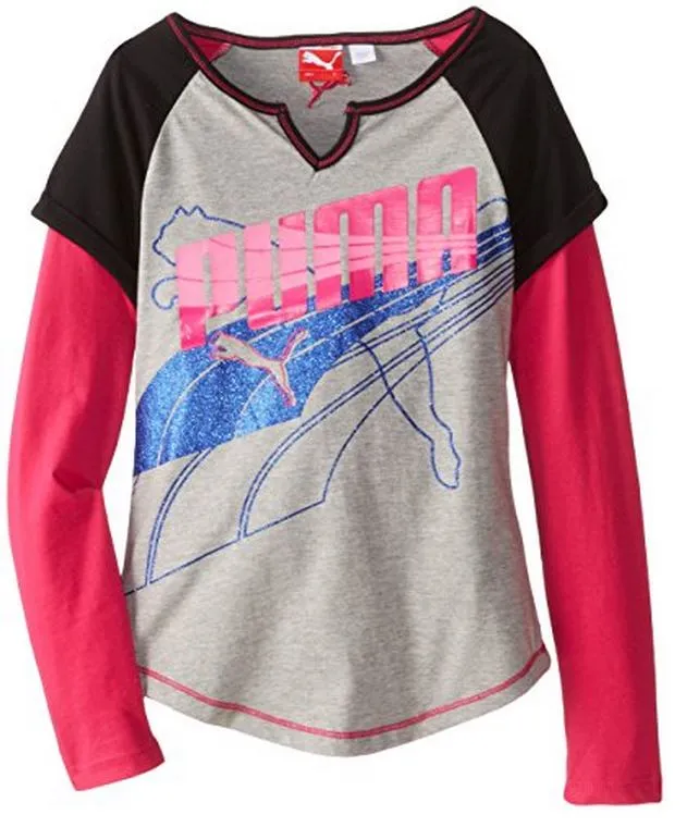 Sports Lifestyle by Puma Toddler Girls Cuffed Raglan Shirt - Gray / Pink