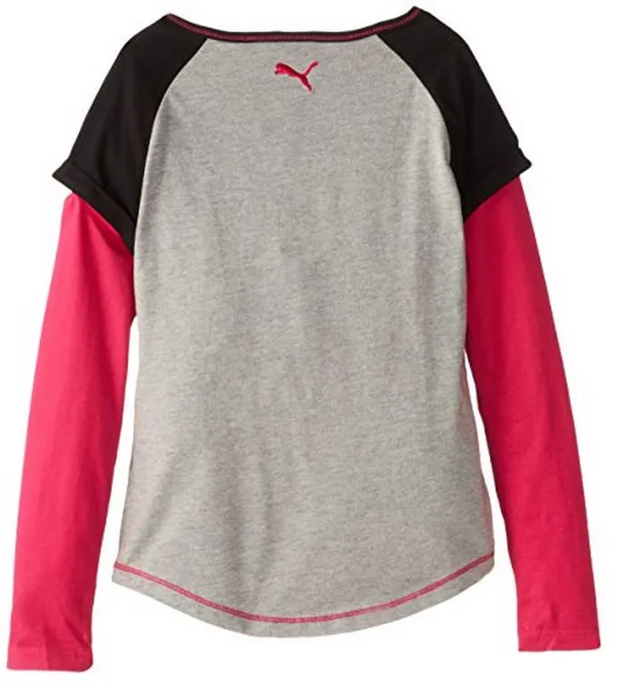 Sports Lifestyle by Puma Toddler Girls Cuffed Raglan Shirt - Gray / Pink