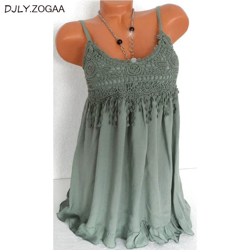 Summer Sleeveless Lace Tank Blouse