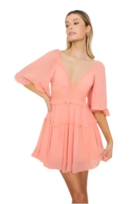 TEEK - Blush Flutter Sleeved Dress