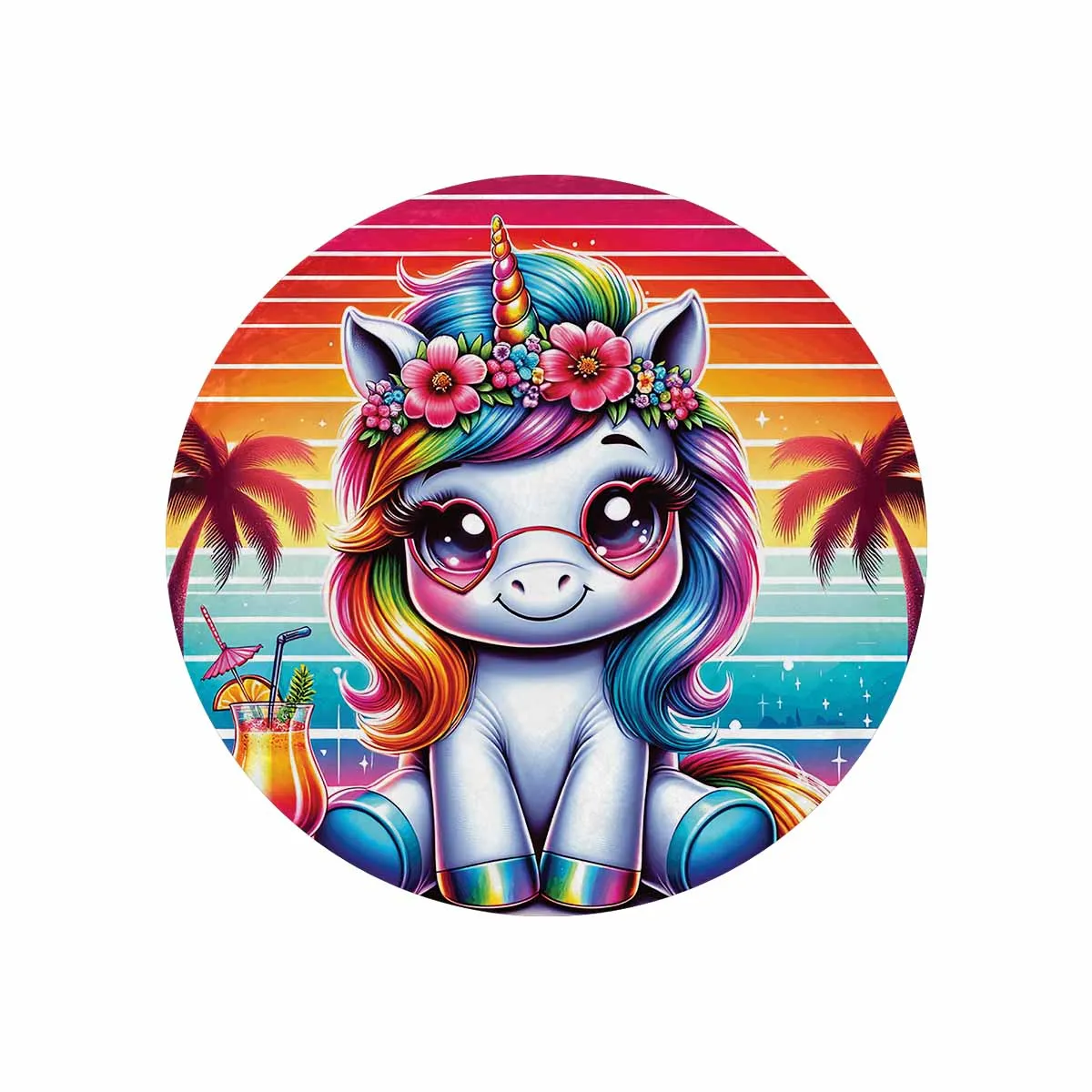 Unicorn_Awd35127  Circular Micro Fleece Blanket 47"